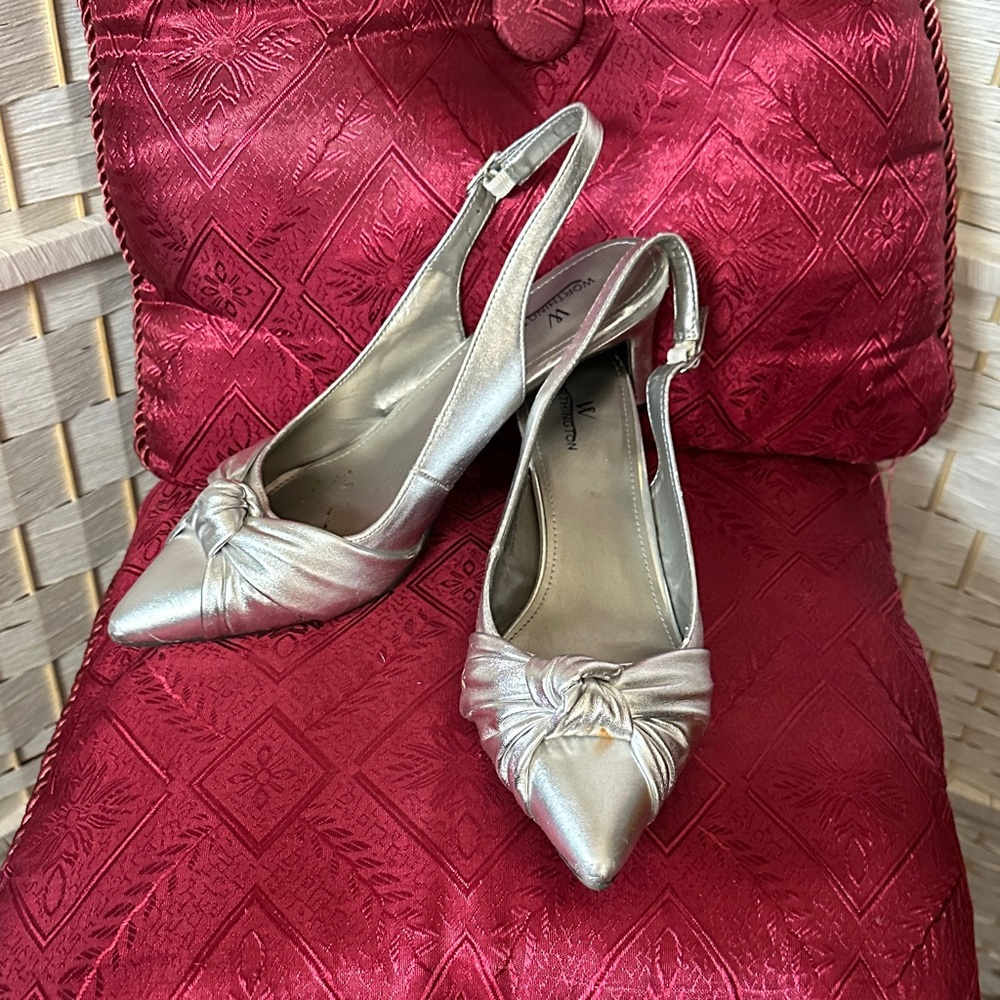 Elegant Silver Slingback Heels